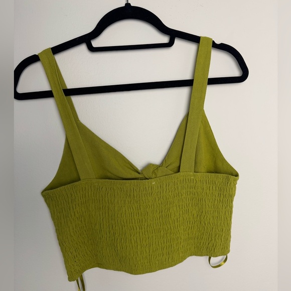 Women Cute Bow Tie Camisole Green Lime Sexy VNeck Tank Tops Rib-Knit Summer Crop - Picture 6 of 8